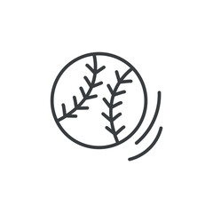 Sport element of set in black line design. The eye-catching image of a ready-to-play baseball with a black outline makes it an ideal choice for sports-themed projects. Vector illustration.