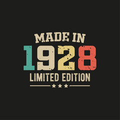 Made in 1928 limited edition t-shirt design - obrazy, fototapety, plakaty