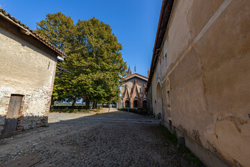 Fototapeta na wymiar View of Sant'Antonio of Ranverso' s Abbey in Buttigliera Alta, province of Turin, Piedmont, Italy