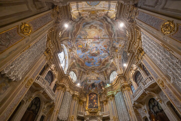 GENOA, ITALY, OCTOBER 14. 2023 -  The inner of the Oratory of St. Philip (San Filippo) in the historic center of Genoa, Italy