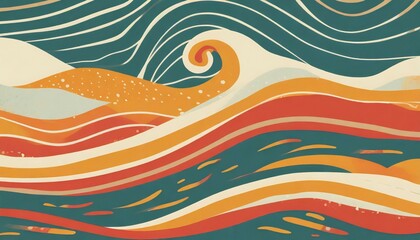 retro waves groovy poster background 70 hippie style