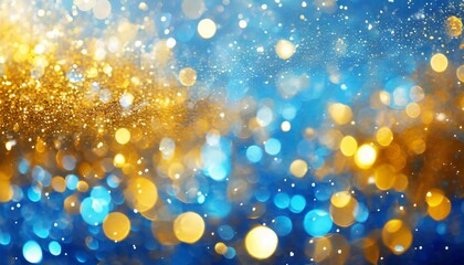 winter abstract gold and blue shimmer bokeh