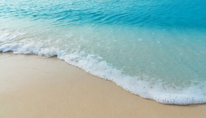 Fototapeta na wymiar soft blue ocean wave on clean sandy beach background