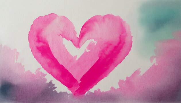 watercolor painted pink heart for texture and valentine background