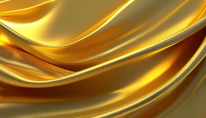 3d render beautiful folds of golden silk in full screen like a beautiful clean fabric background like gold foil simple soft background with smooth folds like waves on a liquid surface