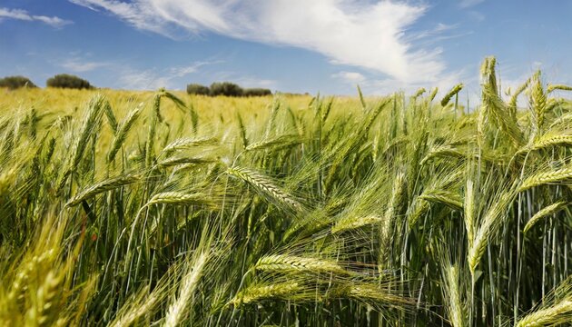 natural landscape with green grass field of golden ripe wheat ai generated image