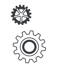 Business element of set in black line design. A black outline illustration of interlocking gears represent the seamless operations and synergy in the business world. Vector illustration.