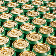 Multitude of Aluminum Drink Cans in a Seamless Overhead Pattern