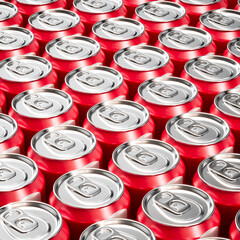 Vivid Red Aluminum Drink Cans Pattern for Consumer Recycling Themes