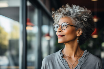 Obraz premium mature african businesswoman portrait by the window