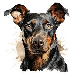 Obraz premium watercolor Dobermann clipart, Generative Ai