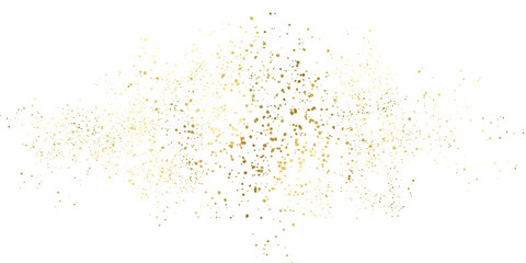 Sparkling dust particles. PNG, Gold sparkle splatter border .Festive  background with gold glitter and confetti for celebration. Background with glowing golden particles.