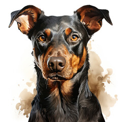 Obraz premium watercolor Dobermann clipart, Generative Ai