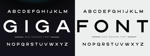 Futurism style alphabet. Thin segment line font, minimalist type for modern futuristic logo, elegant monogram, digital device and hud graphic. Minimal style letters, vector typography design - obrazy, fototapety, plakaty