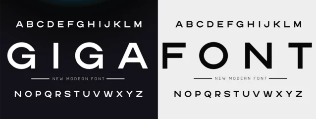 Fotobehang Futurism style alphabet. Thin segment line font, minimalist type for modern futuristic logo, elegant monogram, digital device and hud graphic. Minimal style letters, vector typography design © Alishan