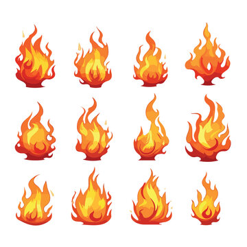 Set of red and orange fire flame. cartoon fire flame vector