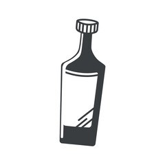 Kitchen element of black line set. An artistic rendering showcase a bottle of oil as the central element in this kitchen-themed illustration. Vector illustration.