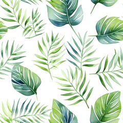 Fototapeta premium Seamless pattern of abstract tropical leaves illustrations