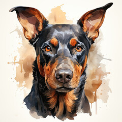 Obraz premium watercolor Dobermann clipart, Generative Ai