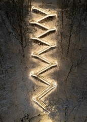 Illuminated spiral staircase of Pohjakonna in Viimsi, Estonia.