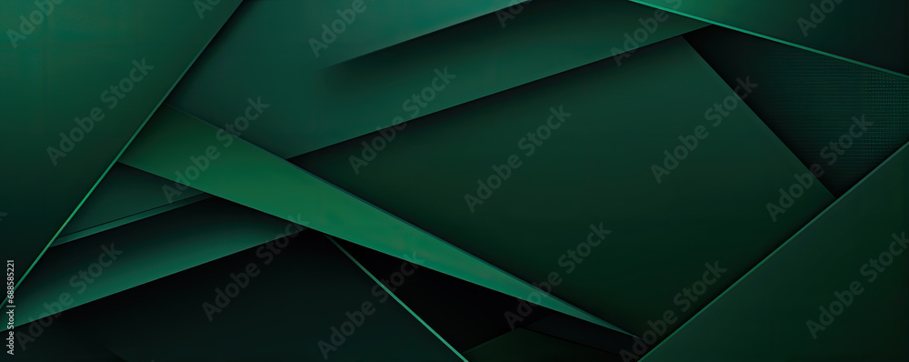Aufkleber dark green abstract in wide banner shape. polygon elegant or frame background. copy space for text.