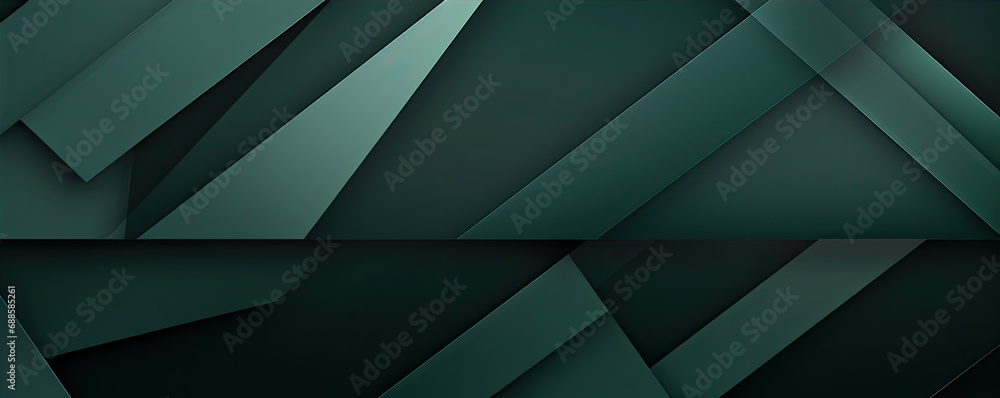 Poster dark green abstract in wide banner shape. polygon elegant or frame background. copy space for text.