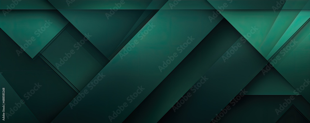 Poster dark green abstract in wide banner shape. polygon elegant or frame background. copy space for text.