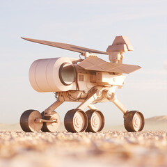 Advanced Solar-Powered Exploration Rover Navigating Rocky Terrain