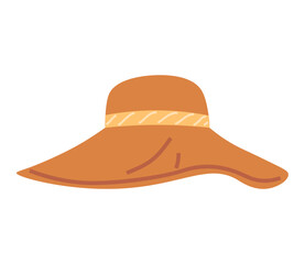 Style green hat icon. Flat illustration of classic headdress vector icon isolated on white background. Wide brim panama hat. Clothing and garment, womens wardrobe item, vintage fashion felt cap