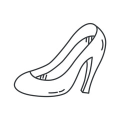 Wedding element of black line set. The beautifully sketched black outline wedding shoes in this artwork capture the essence of the bride's footwear. Vector illustration.