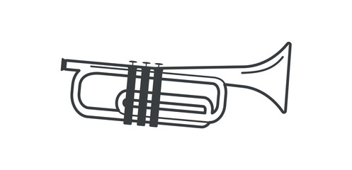 Music instrument of black line set. This illustration spotlights the iconic shape of a saxophone, embodying the timeless allure and artistic expression of music. Vector illustration.