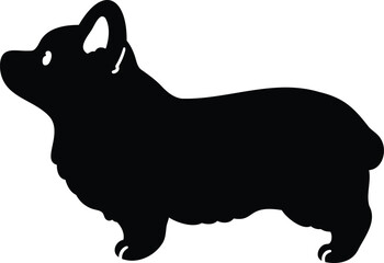 Simple and cute silhouette of Corgi in side view with details