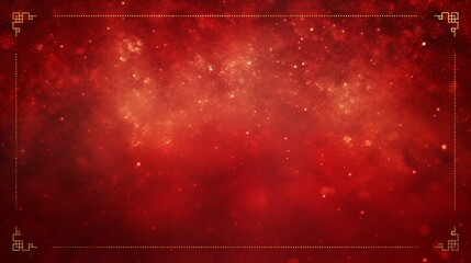 Red magical holiday Christmas background with gold border, AI generated. - obrazy, fototapety, plakaty