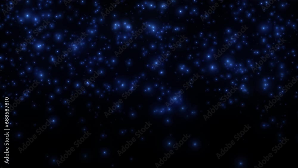 Poster 4k loop falling glow flickering blue particles on black background animation.glow blue particles ani