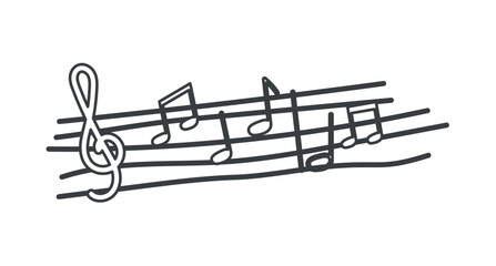 Fototapeta premium Music instrument of black line set. The black outline gracefully traces the flowing musical notes, capturing the enchanting rhythm of a melodic masterpiece. Vector illustration.