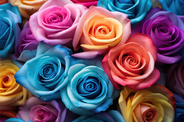 Fototapeta na wymiar Multicolored roses gradient background