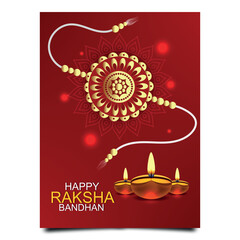 Traditional Raksha Bandhan wishes card with Diya and rakhi