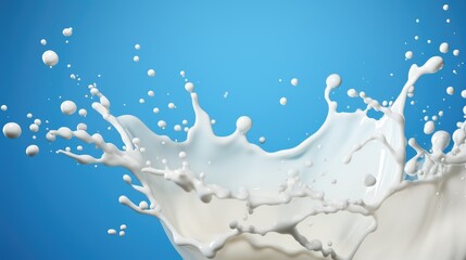 Milk on blue background