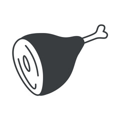 BBQ element of black line set. In this striking black-outlined BBQ scene, meat take center stage, promising a flavorful feast. Vector illustration.