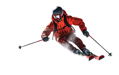 Skiing Adventure Alpine Exploration Begins Isolated on a Transparent Background PNG