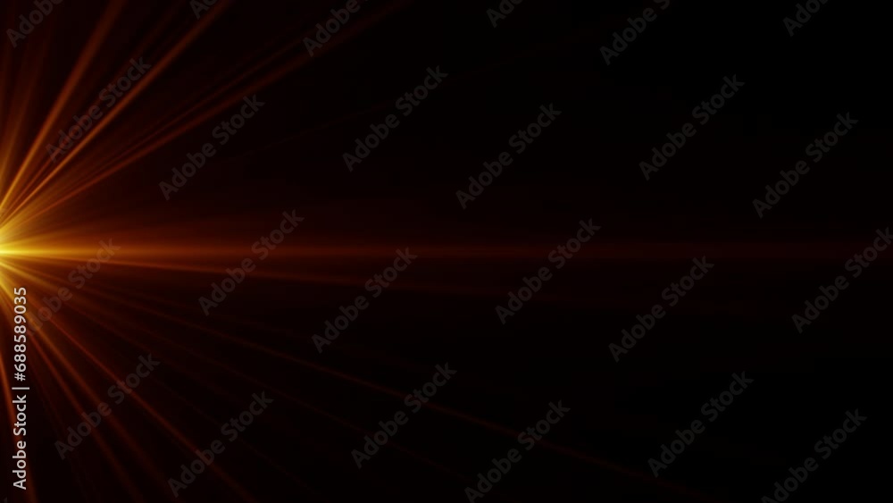 Poster abstract optical flare shine ray light visual seamless loop animation of orange gold color spot ligh