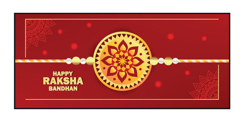 Happy Raksha Bandhan festival banner with realistic rakhi design