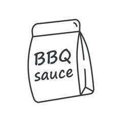 BBQ element of black line set. In this illustration with striking black outlines, the sauce takes center stage, symbolizing the essential flavor enhancer for grilled dishes. Vector illustration.