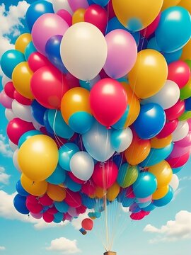 Balloons, beautiful colors, vintage style, for love, background image for Valentine's Day.