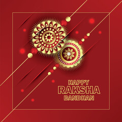 Shiny Gold raksha bandhan festival greeting banner design
