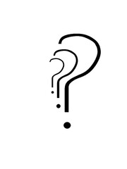 Three Black Question Mark Icons, Transparent background