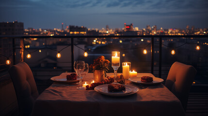 Romantic valentine candle light dinner