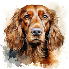 watercolor English Cocker Spaniel clipart, Generative Ai