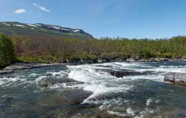 Watercourse in Abisko National Park in Lapland, northern Sweden.