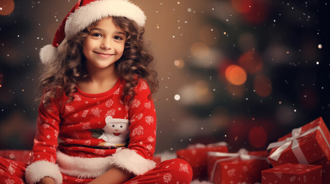 Cute girl pictures in Christmas atmosphere
